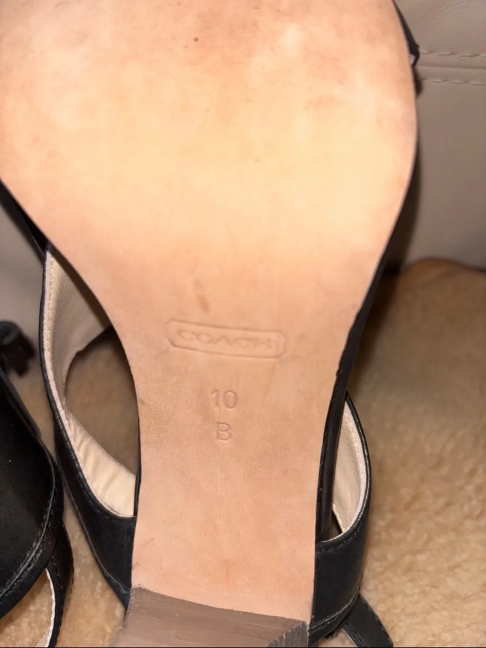 Coach Black Leather Tassel Slingback Sandals with Ankle Strap - Picture 9 of 11